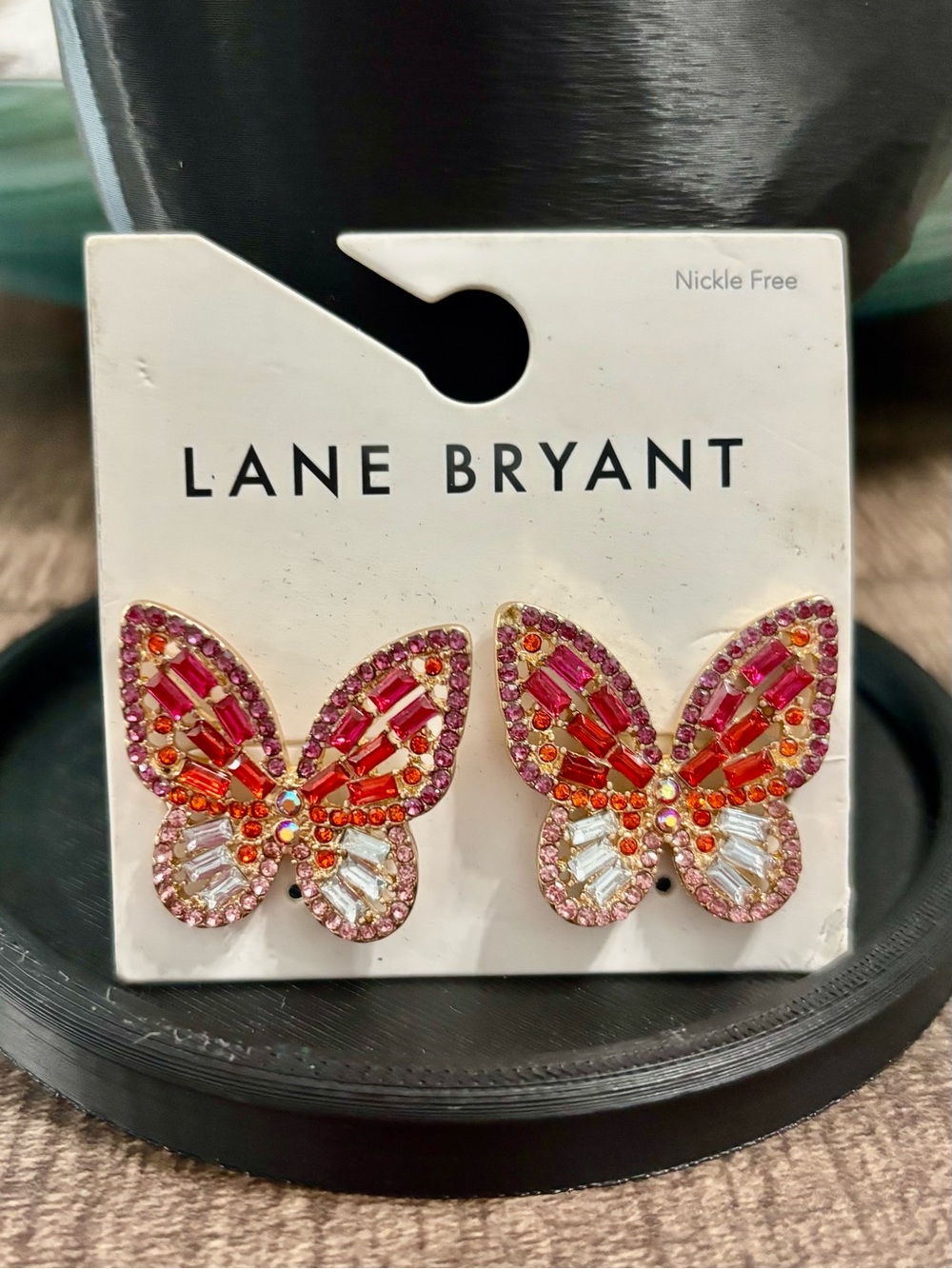 Lane Bryant Multicolored Butterfly Crystal Earrings